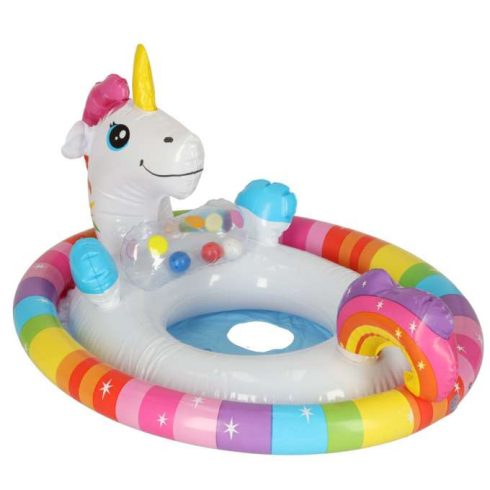 Úszógyűrű babáknak, felfújható ponton gyerekeknek, unikornis üléssel, max 23 kg, 3-4 éves korig INTEX 59570