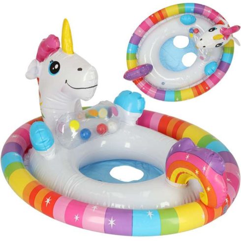Úszógyűrű babáknak, felfújható ponton gyerekeknek, unikornis üléssel, max 23 kg, 3-4 éves korig INTEX 59570