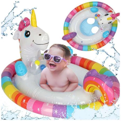 Úszógyűrű babáknak, felfújható ponton gyerekeknek, unikornis üléssel, max 23 kg, 3-4 éves korig INTEX 59570