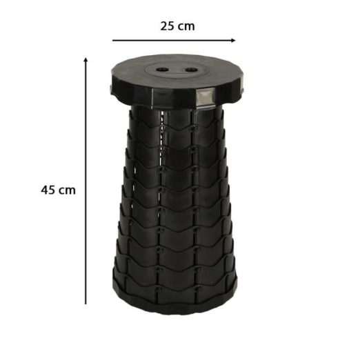Összecsukható szék, teleszkópos, hordozható turistaszék, fekete, 200 kg