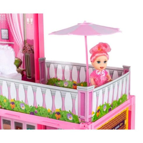 Dollhouse Villa Bababútor Szett Rózsaszín 44cm