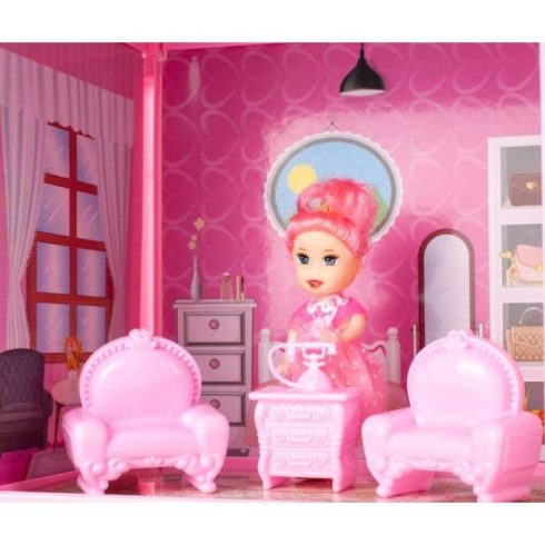 Dollhouse Villa Bababútor Szett Rózsaszín 44cm