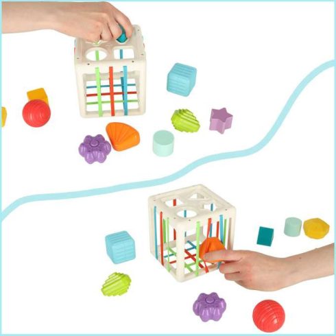 Rugalmas Szenzoros Kocka, Beépülő Puzzle, Négyzettömbök, Formaválogatóval