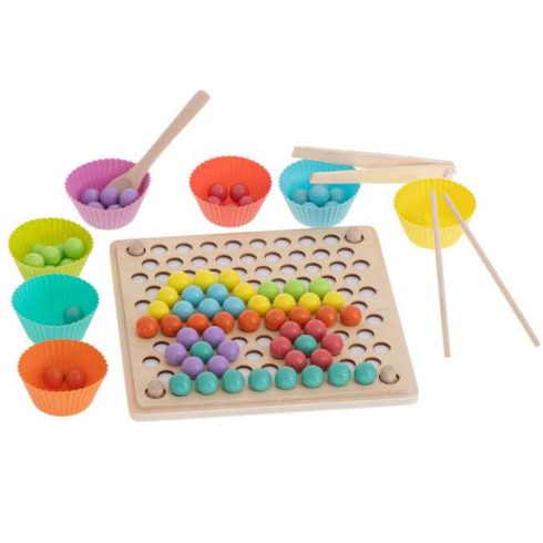 Oktató Mozaik Puzzle Montessori Gyöngyökkel 77 Db.