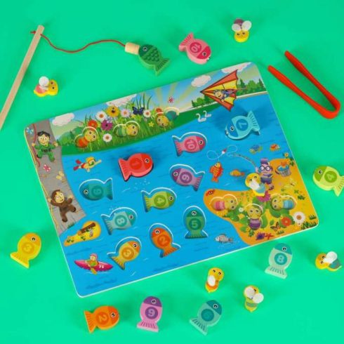 Montessori méhecske mágnes fa horgászjáték