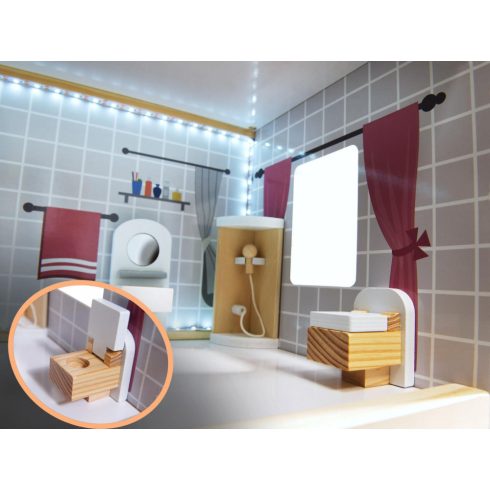 Fa Babaház Mdf + Bútor 78cm Fekete Led