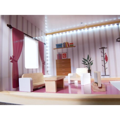 Fa Babaház Mdf + Bútor 78cm Fekete Led