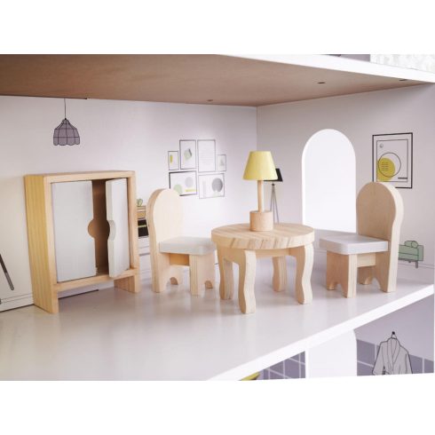 Fa Babaház + Bútor 70cm Szürke