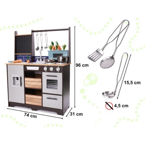 Fából készült konyha gyerekeknek MDF kiegészítőkkel LOFT XXL 96cm