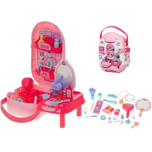 Kozmetikai Készlet Kiegészítőkkel Bőröndben Fésülködőasztalban 37db. + Asztal