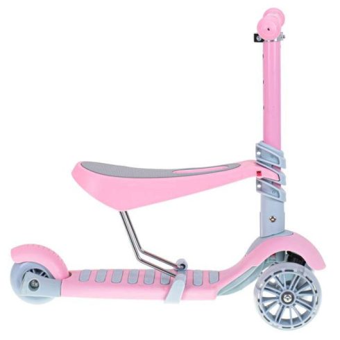 Háromkerekű Robogó 3 Az 1-ben Üléssel, Rózsaszín Led Mérleggel