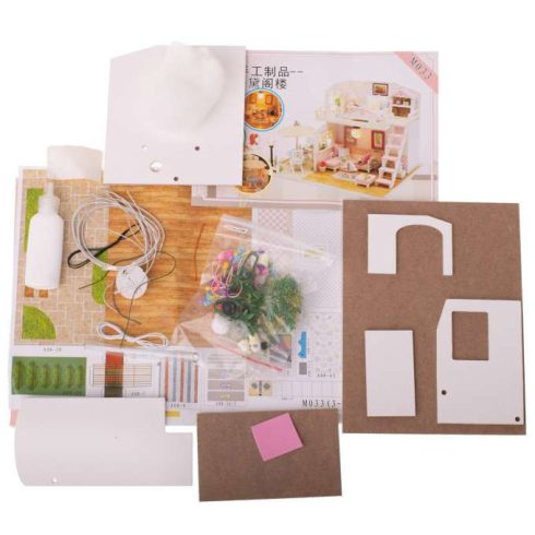 Kétszintes Babaház Fa Modell Led 