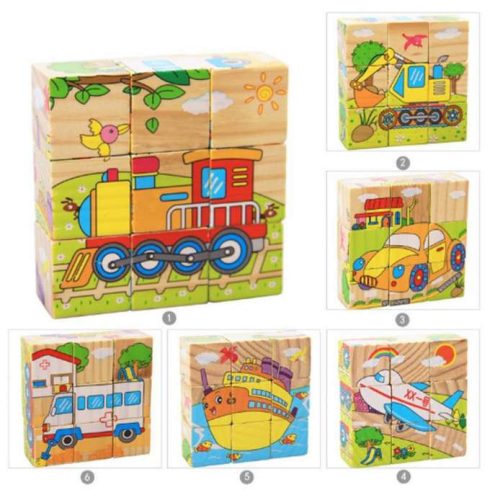 Állatos Fa Kocka Puzzle 6 Az 1 - Ben